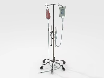 Mobile IV Stand Medical Equipment With Wheels And Hanging IV Bags 3d model