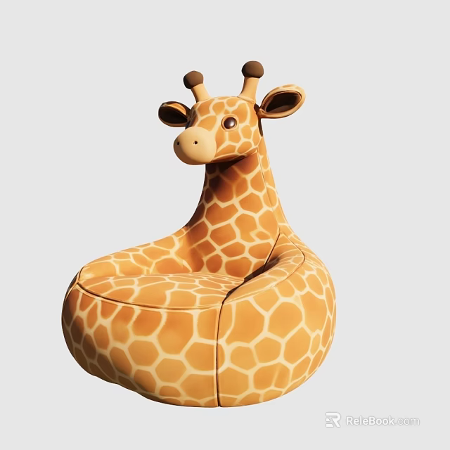 Cute Giraffe Shaped Single Sofa with Orange Spots for Children's Room 3d model 