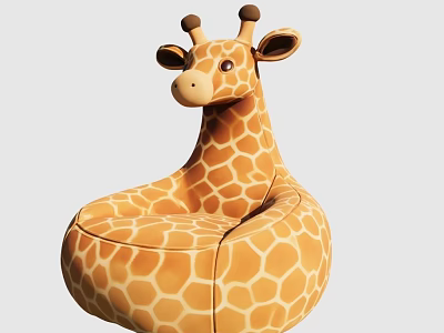 Cute Giraffe Shaped Single Sofa with Orange Spots for Children's Room 3d model