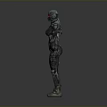 Sci Fi Mechanical Character Design With Black Armor Red Eyes And Intricate Patterns