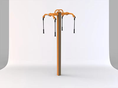 Orange Outdoor Fitness Equipment With Upright Posts And Suspension Handles For Workout 3d model