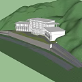 White Modern Detached Villa With Mountain View And Green Landscape Exterior