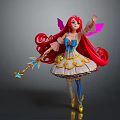 Magical Fairy Character With Red Hair Pink Wings And Sparkling Wand