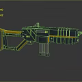 Futuristic Sci Fi Weapon Design With Blue Yellow Accents And Long Barrel Structure