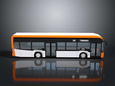 Orange And White Megabus With Large Windows And Double Doors Design 3d model