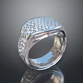 Silver Diamond Ring With Sparkling Stones And Polished Metal Band