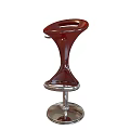 Red Modern Curved Bar Stool With Metal Base And Circular Footrest