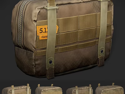 Brown 511 Tactical Utility Bag With Durable Nylon Straps And Multi Pockets 3d model