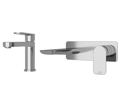 Modern Single Handle And Wall Mounted Faucets With Sleek Chrome Finish Design 3d model