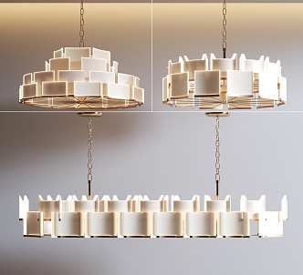 New Chinese Chandelier Light Combination Light Luxury Chandelier French Chandelier Guest Restaurant Chandelier 3d model