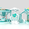Kids Sweet Experience Space With Interactive Installations Cloud And Heart Shaped Decor 3d model