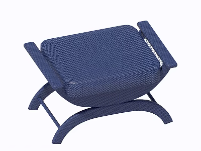 Blue Woven Side Table With Curved Legs And Metallic Accents 3d model