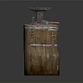 Rustic Iron Anvil Mounted On Old Wooden Barrel With Metal Hoops