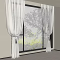 Bright Room Large Window With White Sheer Curtains And Green Trees View Outside