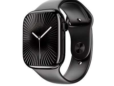 Black Square Dial Watch With Radial Pattern And Black Strap Analog 3d model