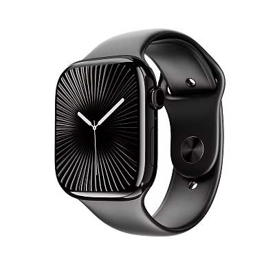 Black Square Dial Watch With Radial Pattern And Black Strap Analog 3d model