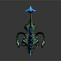 Fierce Fantasy Green Monster Game Movie Character With Blue Spikes And Spiny Tail