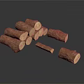 Plant Derived Wooden Logs Cut With Cross Sections Stacked On White Background