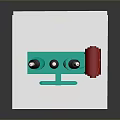 Green Electrical Transformer With Black Coils White Insulators And Red Component In White Display Box