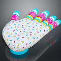Vibrant Palm Shaped Decor With White Body Colorful Sprinkles Striped Fingers And Blue Base