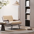 Leisure chair floor lamp side books 3d model