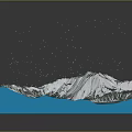 Scenic Mountain Landscape With Snowy Peaks And Blue Lakes On Textured Surface