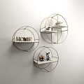 Stylish Modern Wall Cabinets In Geometric Shapes With Green Plants And Books