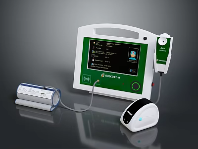 Advanced Healthcare Monitoring System With Digital Data Display Screen Handheld Unit And Connecting Cable 3d model