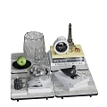 Modern Ornaments Combination Book Water Cup Ice Alarm Clock 3d model