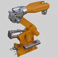 Industrial Robot Arm With Orange And Silver Mechanical Structure For Manufacturing Automation