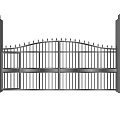 Iron Entrance Gate With Double Door Design And Brick Pillars Spiked Top