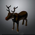 Cute Brown Reindeer Stuffed Toy With Red Nose Antlers And White Belly