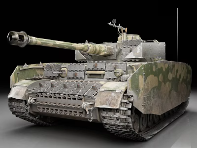 Armored Military Tank With Camouflage Paint Gun Barrel And Metal Tracks 3d model