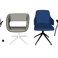 Modern Office Chairs Featuring Various Styles Colors Ergonomic Designs and Different Bases 3d model