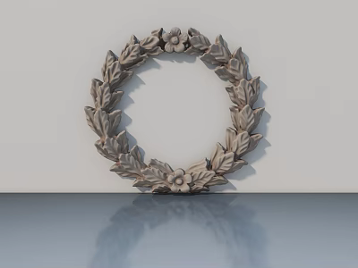 Modern Hinged Door With Decorative Leaf Flower Wreath For Home Interior 3d model