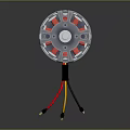 Brushless DC Motor With Metal Housing Red Coils Shaft And Connecting Wires
