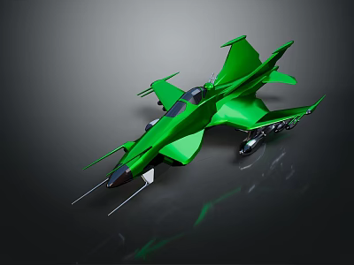 Futuristic Green Concept Aircraft With Sleek Design And Aerodynamic Features 3d model
