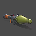 Modern Rocket Launcher 3D Model With Black Barrel Orange Grip And Green Warhead