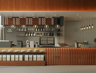 Industrial style cafe console milk tea shop workbench restaurant water bar coffee shop workbench cashier front desk bar stool coffee machine coffee grinder 3d model
