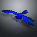 Blue Crow With Spread Wings Flying On Gray Background Showing Reflection 3d model