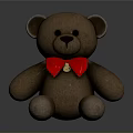 Brown Plush Teddy Bear With Red Bow Tie And Bell Decoration