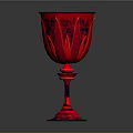 Stylish Red Glass Cup With Intricate Carved Patterns And Elegant Base