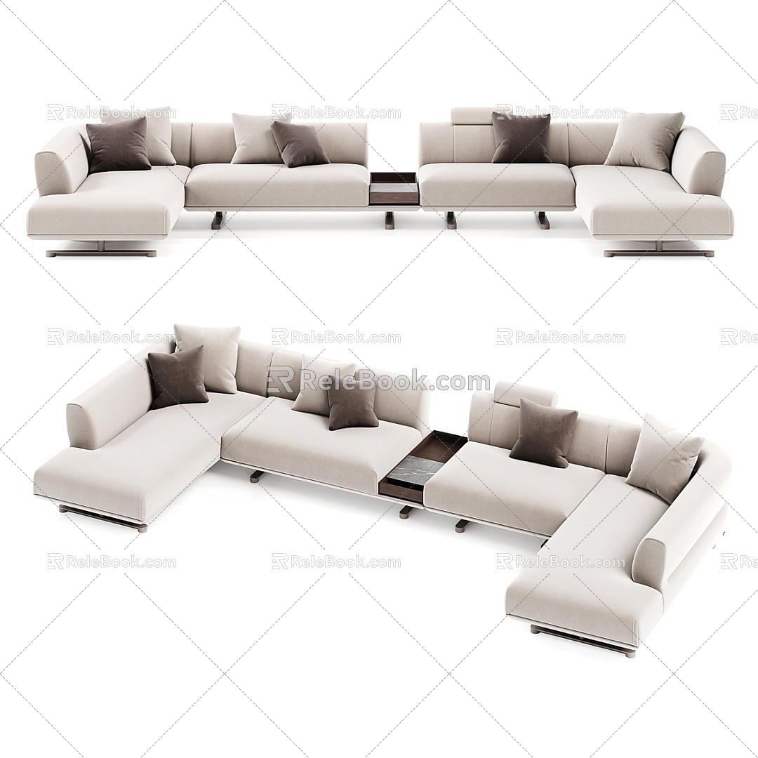 Simple Double Sofa Double Sofa Simple Sofa Grey Sofa Living Room Sofa 3d model