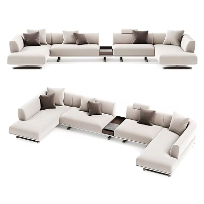 Modern Light Colored Two Seater Sofa With Dark Cushions And L Shaped Sectional 3d model