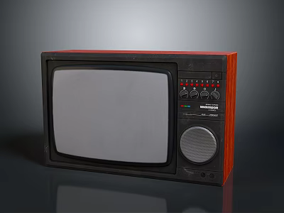Vintage TV With Wooden Frame And Front Panel Control Knobs 3d model