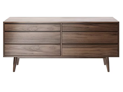 Modern Wooden TV Stand with Multiple Drawers and Sleek Minimalist Design for Living Room 3d model