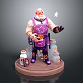 Wizard Character With Floating Star Creature And Glass Bottles On Wooden Platform 3d model