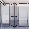 Modern Room Dividers With Metal Frames And Mesh Glass Panels For Interior Space Partition