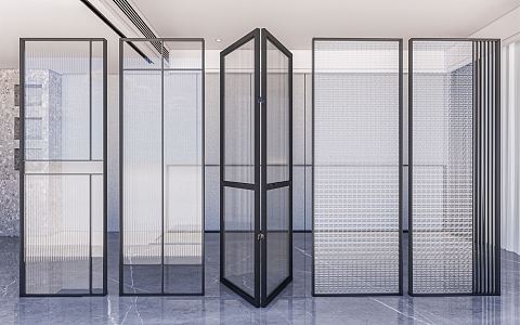 Modern partition glass partition glass wall glass brick wall frosted glass partition 3d model