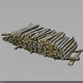 Natural Stacked Wood Logs Featuring Varied Lengths And Smooth Textured Surfaces